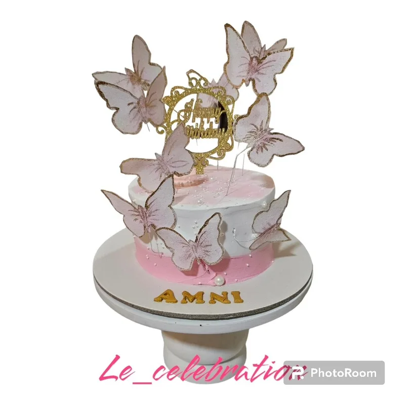 Pink Butterfly Birthday Cake