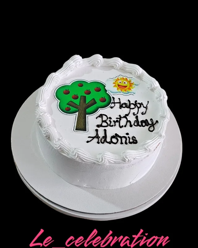 Sunny Apple Tree Vanilla Birthday Cake