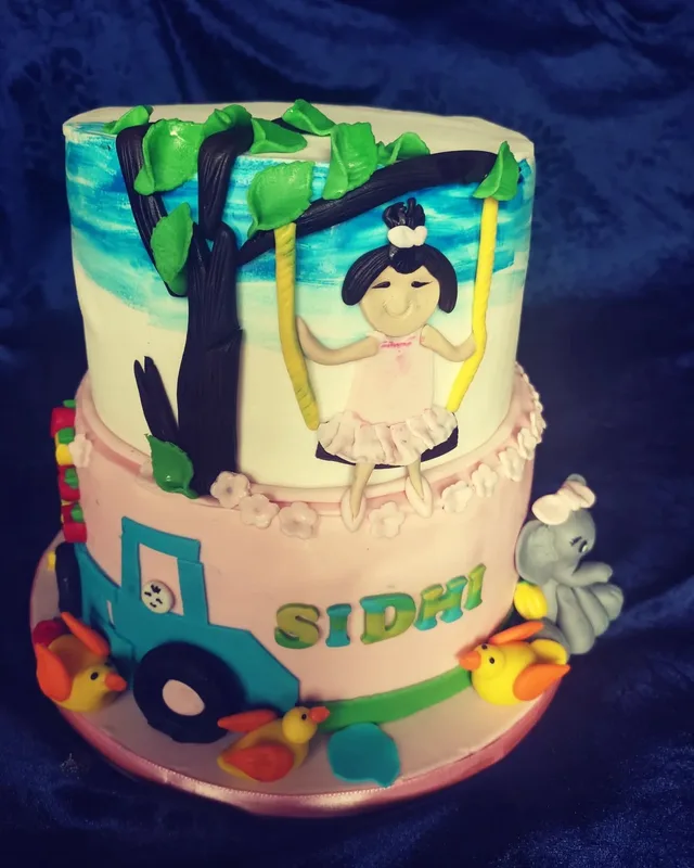 Girl on Swing Story Theme Cake