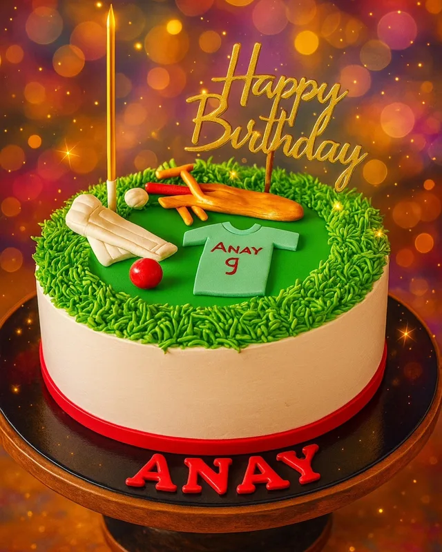 Cricket Theme Birthday Cake