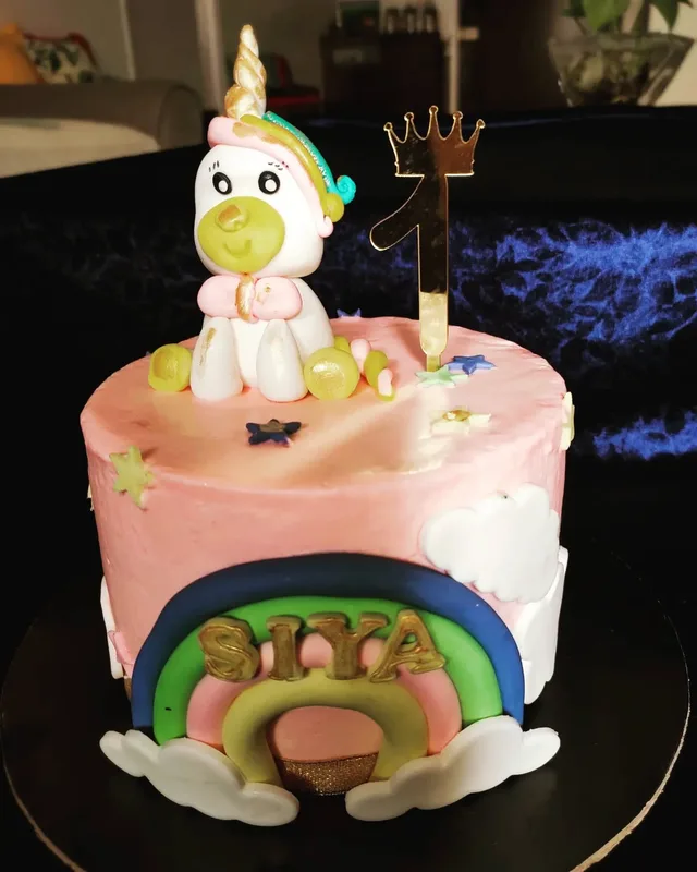 Unicorn Rainbow First Birthday Cake