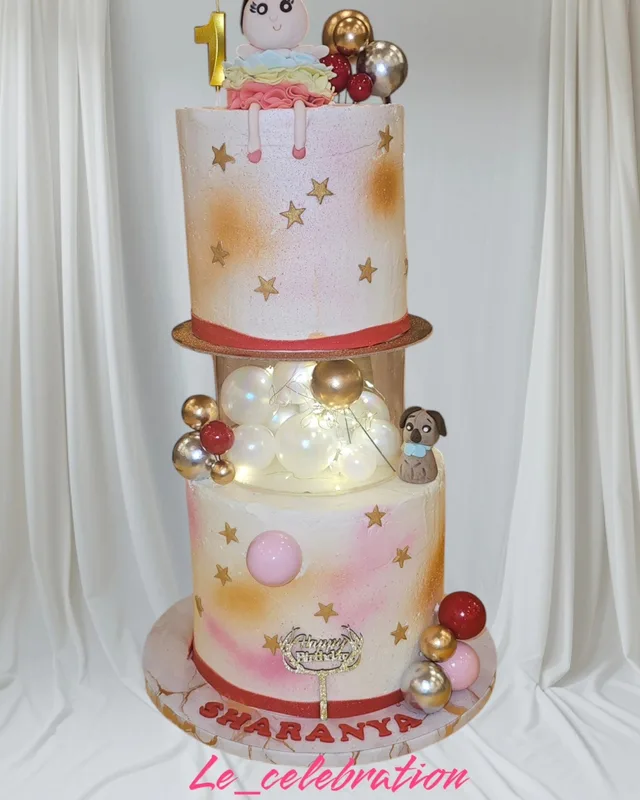 Tiered Celebration Cake with Illuminated Spacer