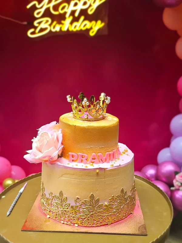 Royal Golden Crown Two-Tier Cake