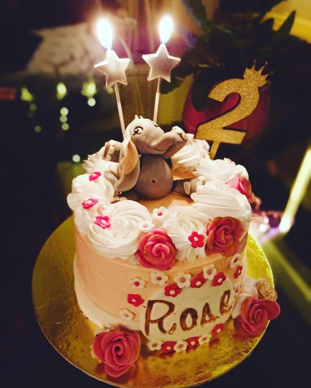 Floral Elephant Birthday Cake