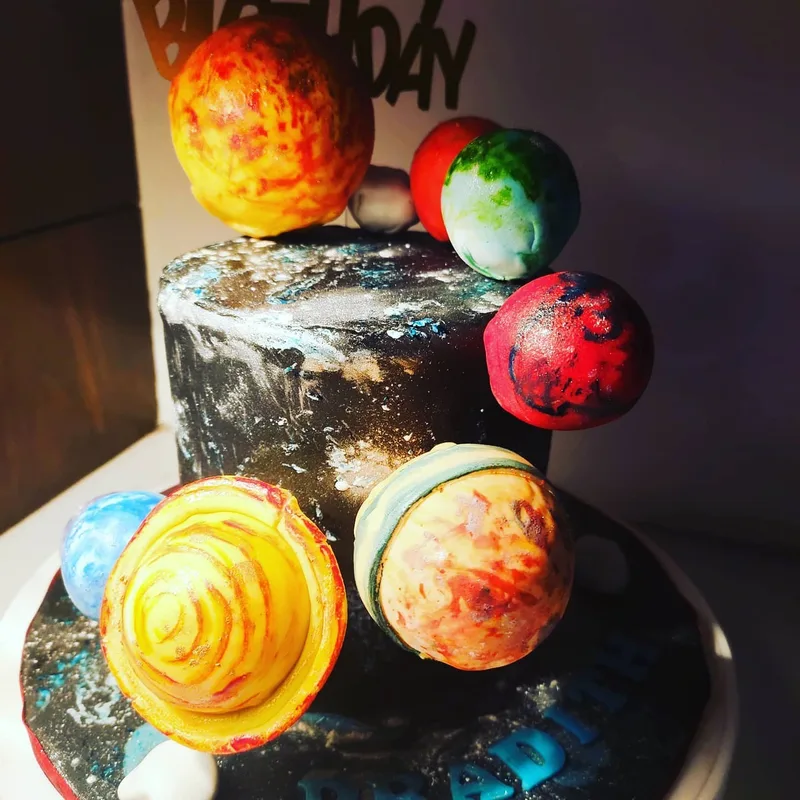 Hand-Painted Solar System Galaxy Cake