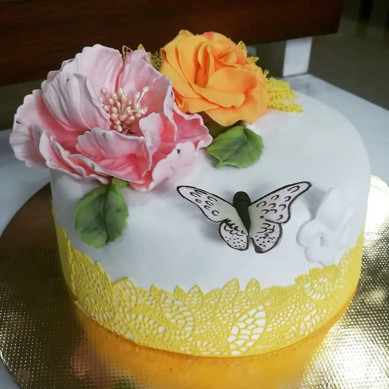 Floral Lace Fondant Cake