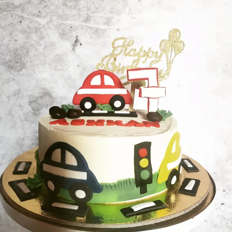 Car Theme Blueberry Birthday Cake