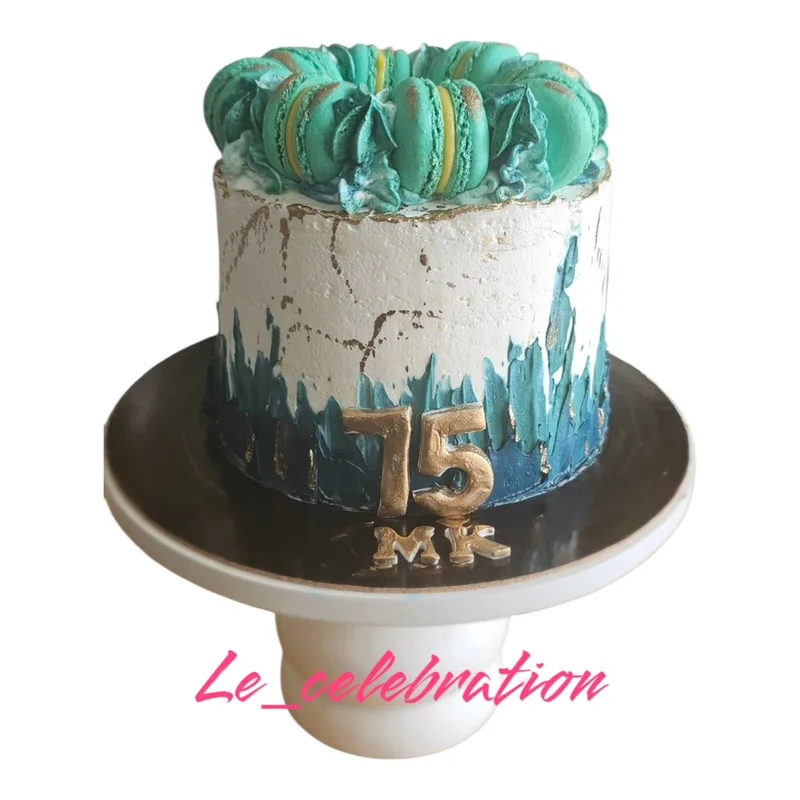 Teal and Gold Milestone Celebration Cake