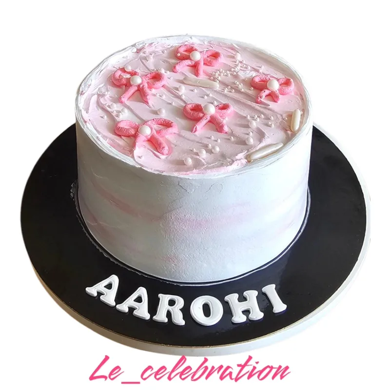 Pastel Pink Bow Strawberry Cake