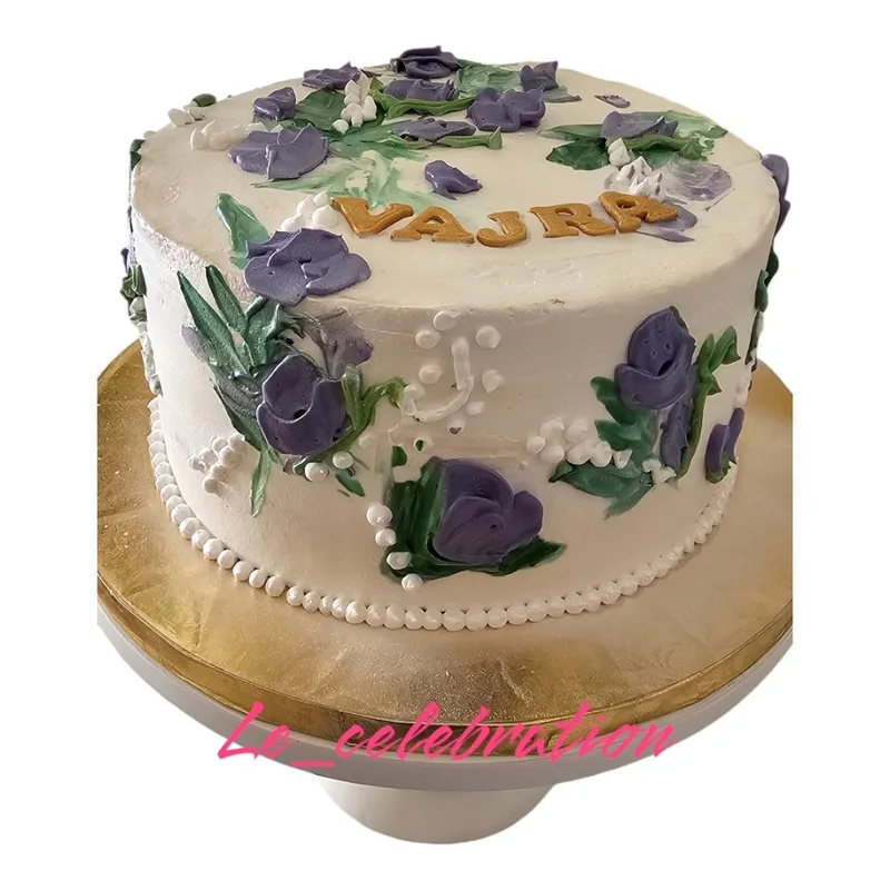 Hand-Painted Purple Floral Cake