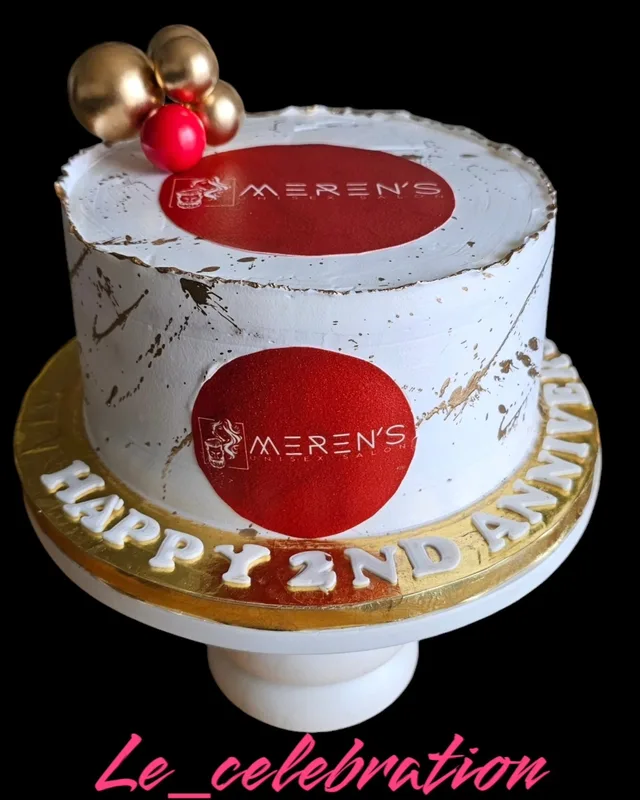 Gold Splatter Corporate Anniversary Cake