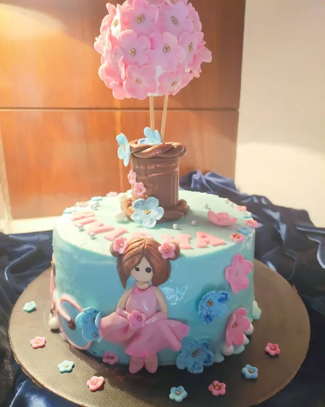 Whimsical Girl Floral Theme Cake
