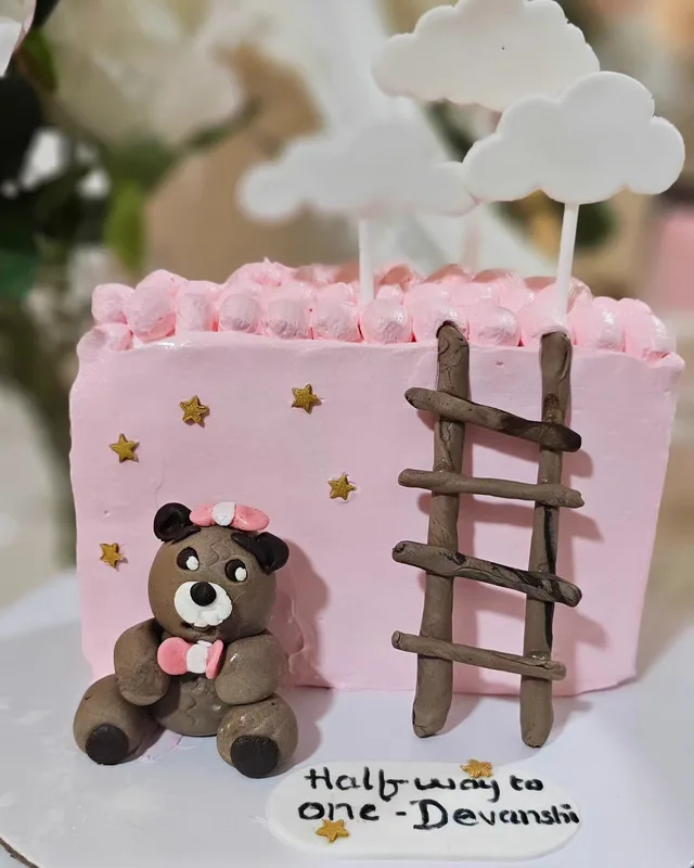Teddy Bear Half Birthday Cake