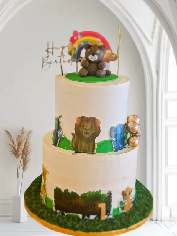 Jungle Safari Two-Tier Birthday Cake