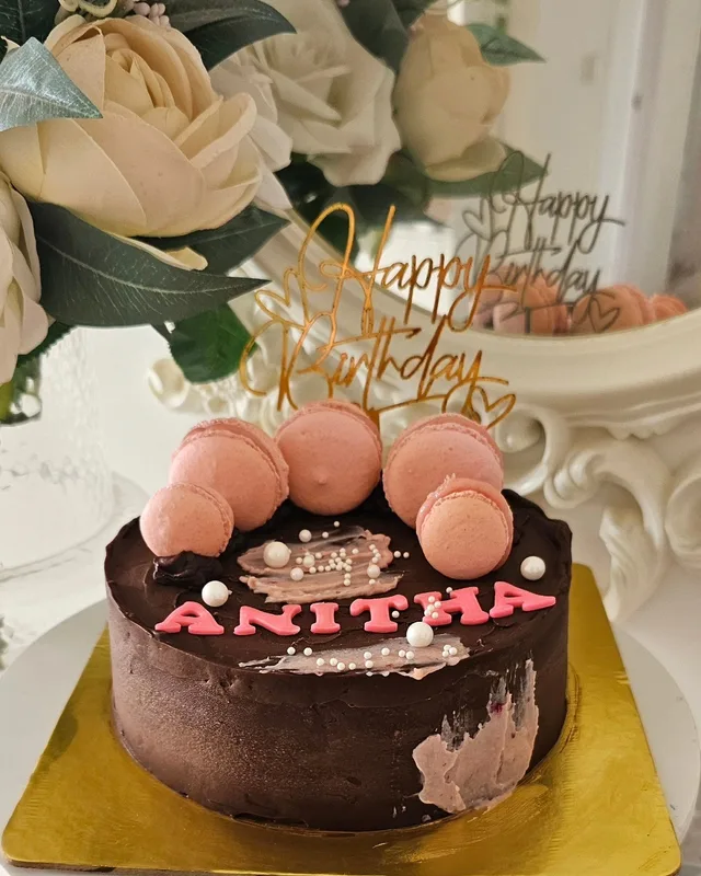 Pink Macaron Chocolate Truffle Cake