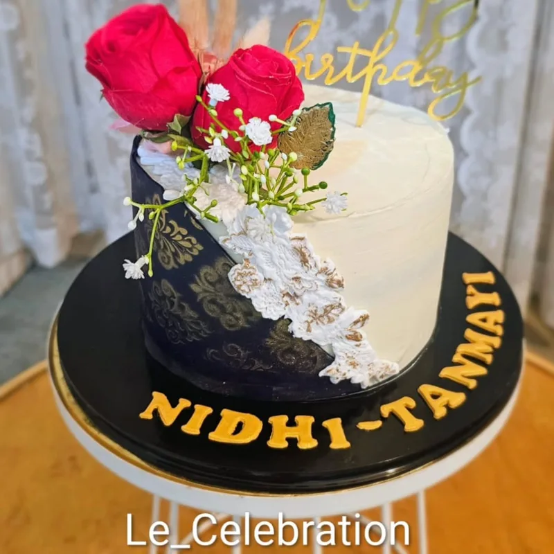 Royal Brocade and Floral Celebration Cake