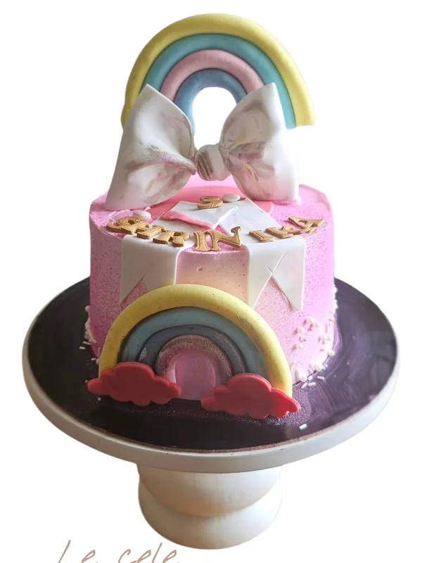 Pastel Rainbow Bow Cake