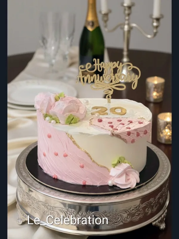 Elegant Pink Milestone Anniversary Cake