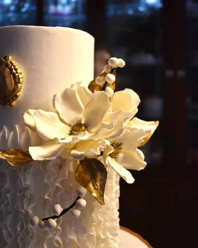 Elegant White Floral Tiered Cake