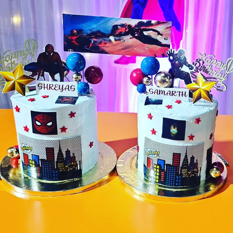 Spider-Man and Iron Man Twins Cake Set