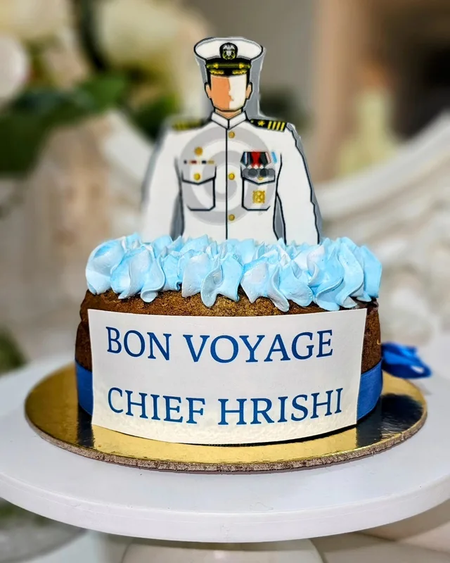 Bon Voyage Navy Banana Cake