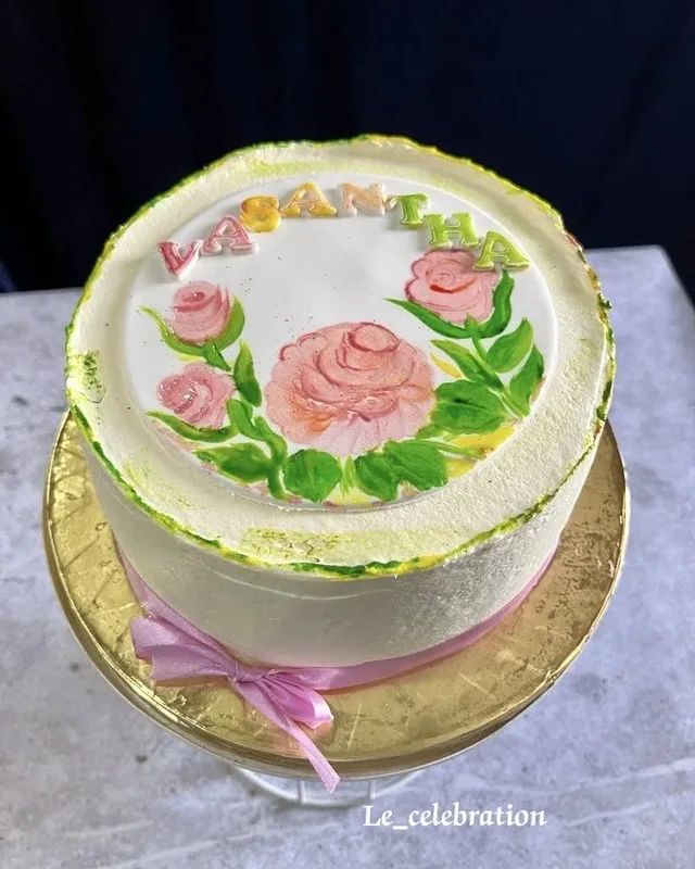 Hand-Painted Floral Celebration Cake