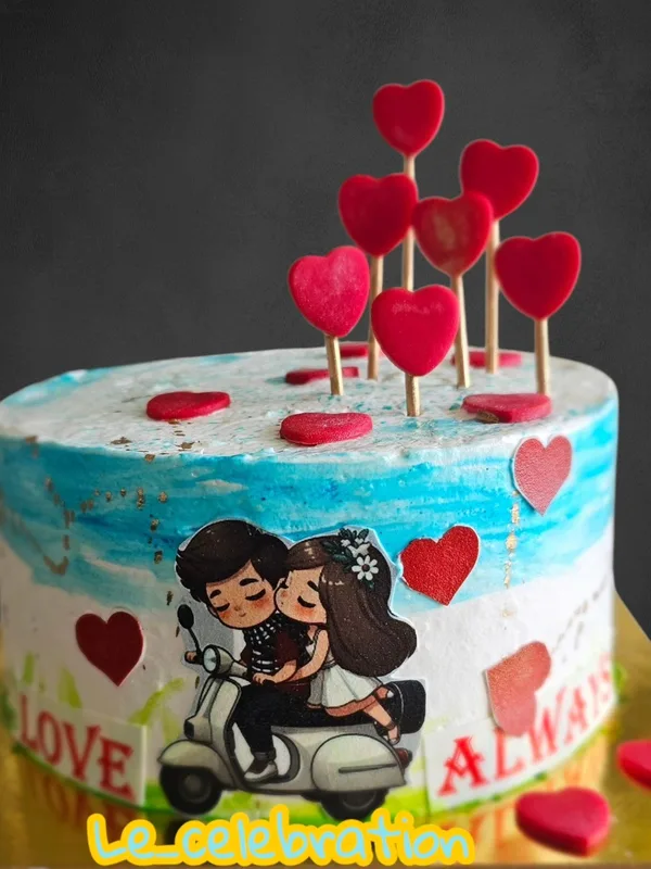 Romantic Couple Heart Cake