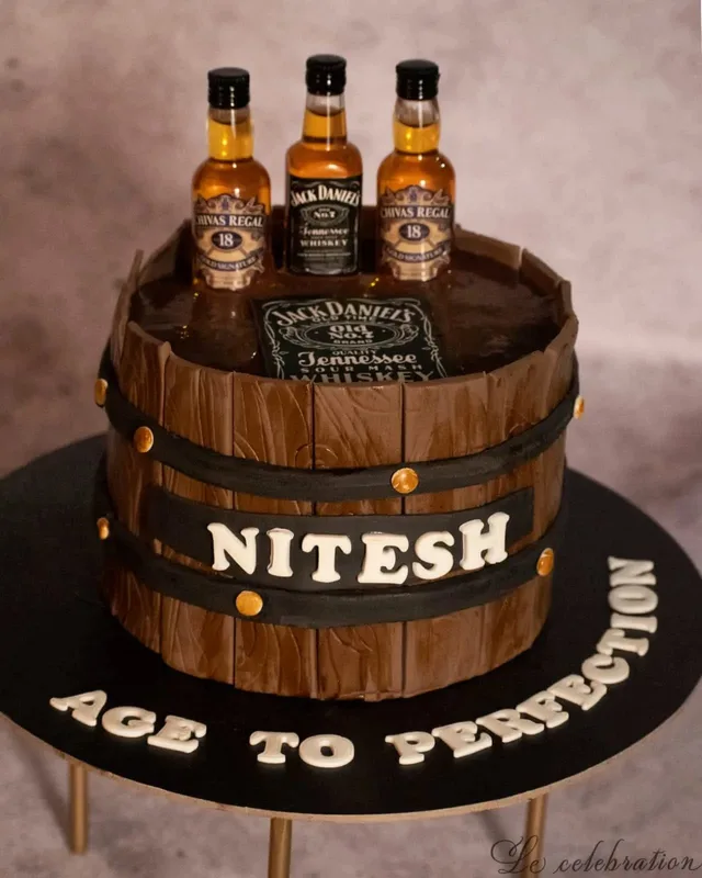 Whiskey Barrel Theme Cake