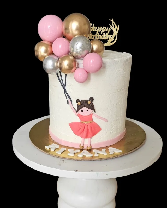 Little Girl Balloon Birthday Cake