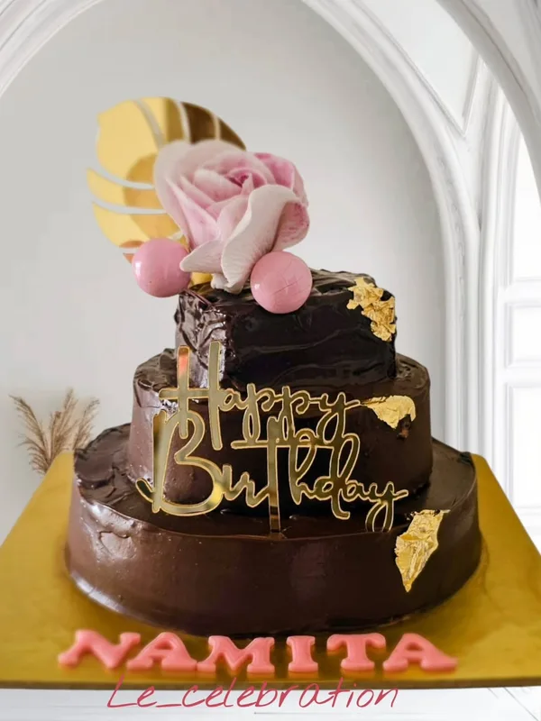 Elegant Tiered Chocolate Ganache Cake