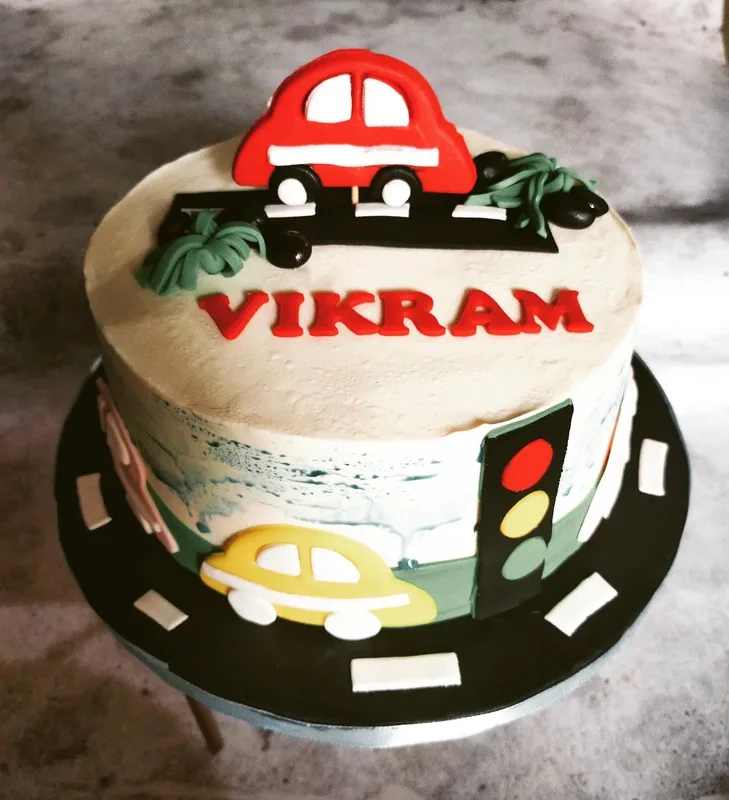 Car Theme Eggless Birthday Cake