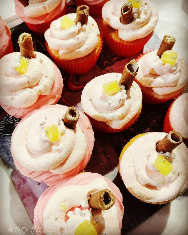 Pineapple Wafer Cupcakes