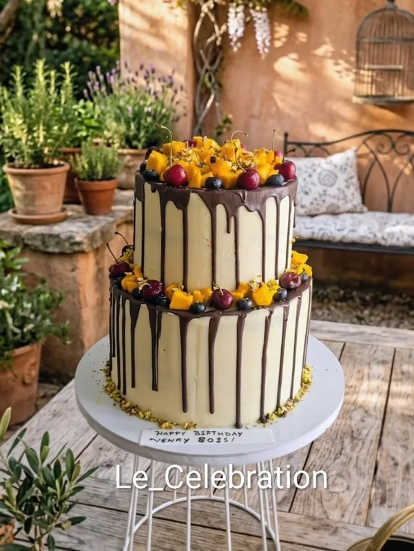 Two-Tier Fruit Fiesta Drip Cake