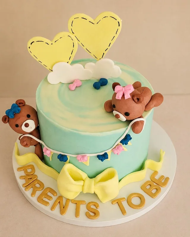 Teddy Bear Parents To Be Cake