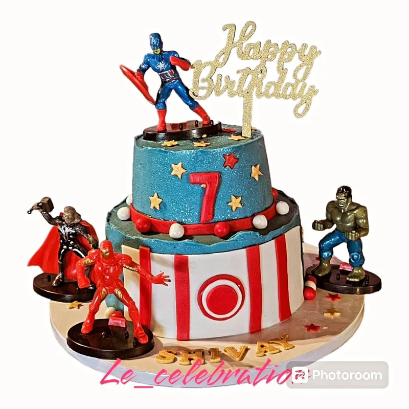 Avengers Theme Tiered Birthday Cake