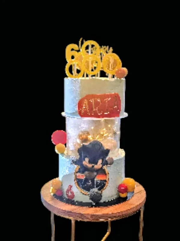 Sonic Glow Tiered Birthday Cake