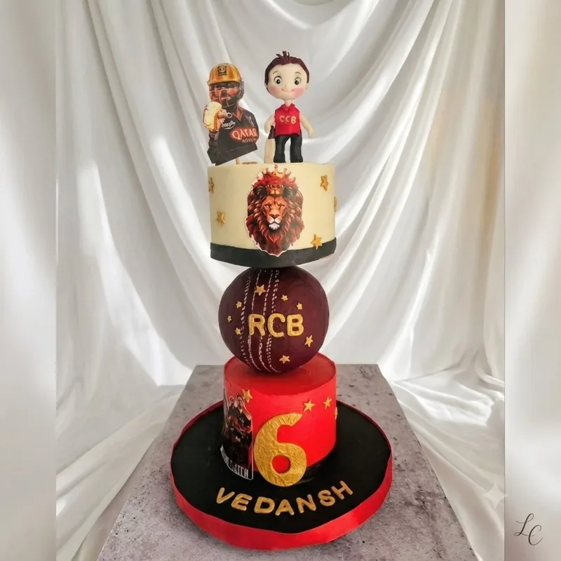 Gravity Defying RCB Cricket Cake