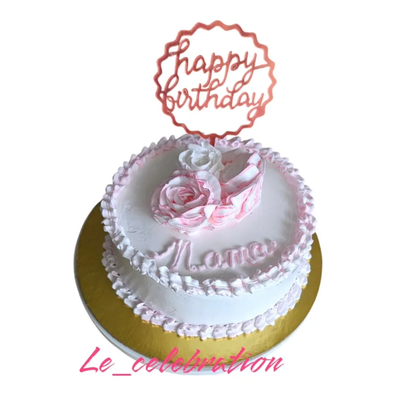 Elegant Pink Rose Birthday Cake for Mom
