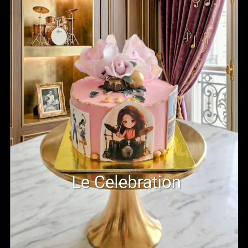 Pink Rockstar Music Theme Cake