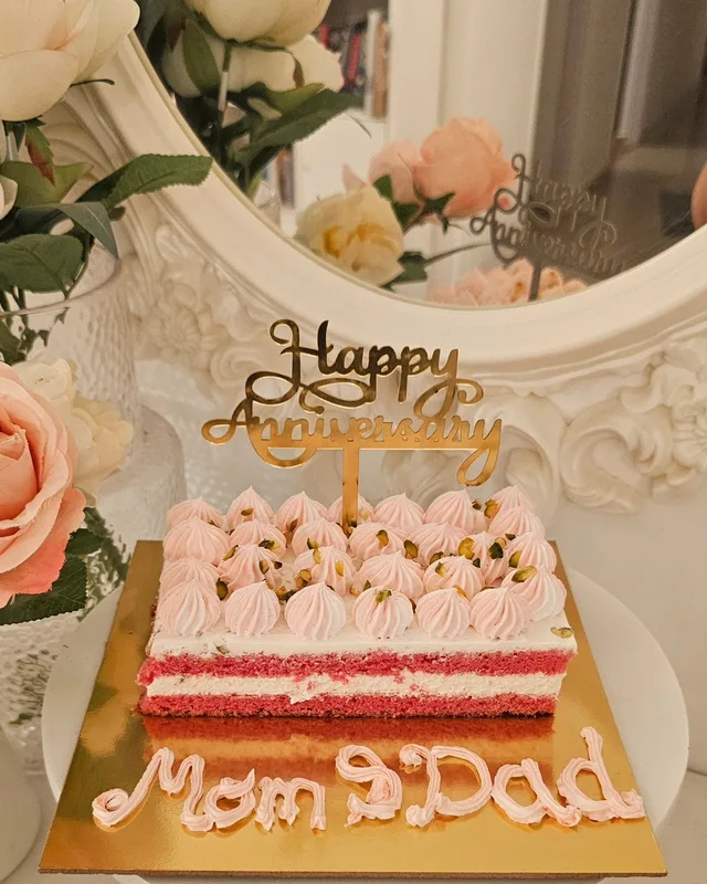 Rose Pistachio Anniversary Cake