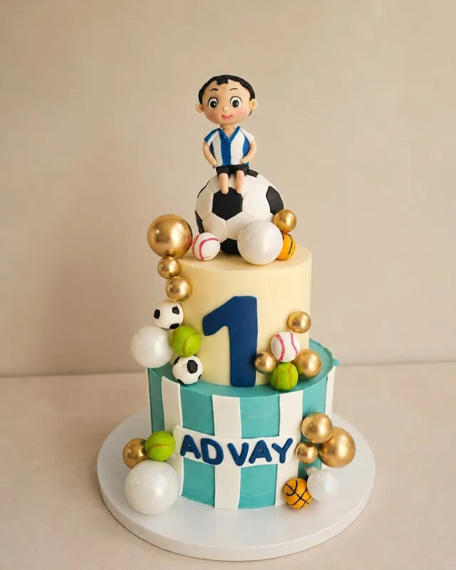Sports Theme First Birthday Cake