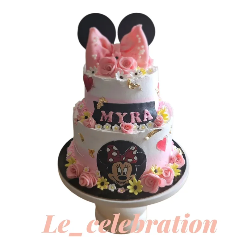 Floral Minnie Mouse Two-Tier Cake