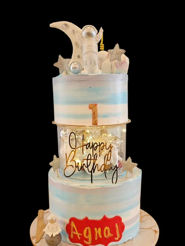 Space Astronaut Glowing Tier Cake