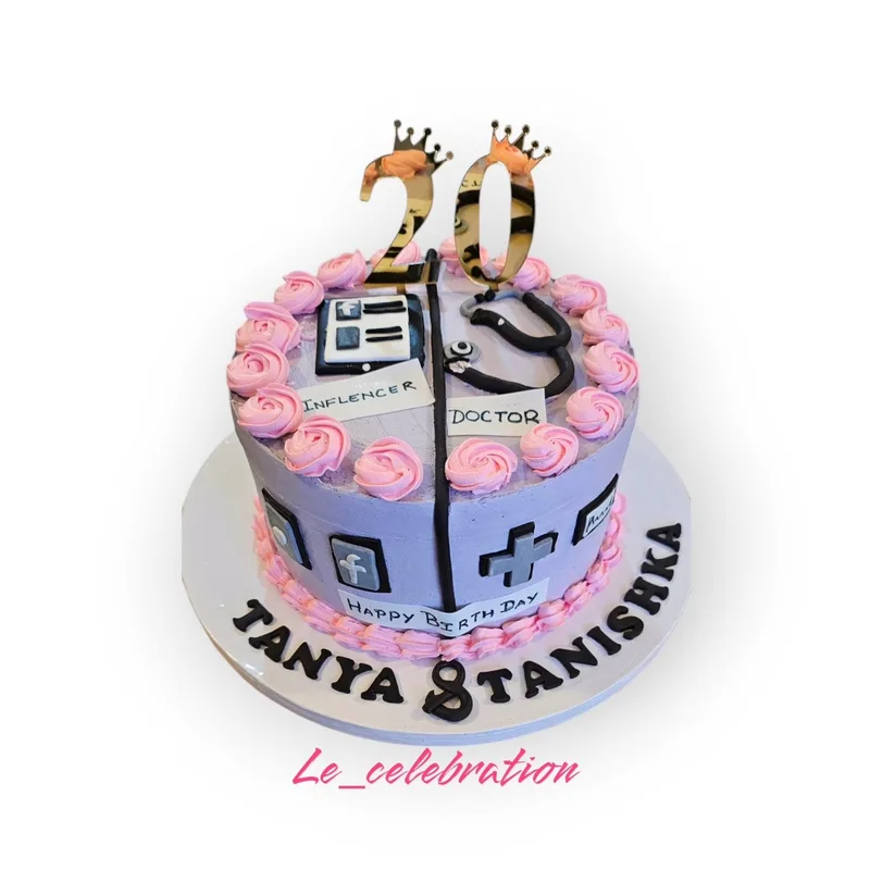 Influencer and Doctor Twin Birthday Cake