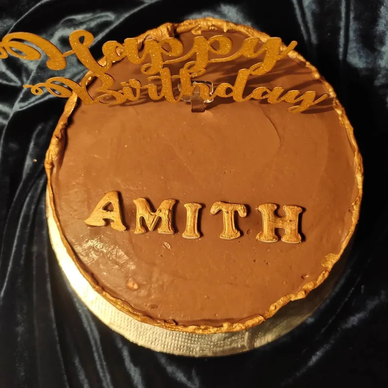 Golden Trim Chocolate Ganache Cake