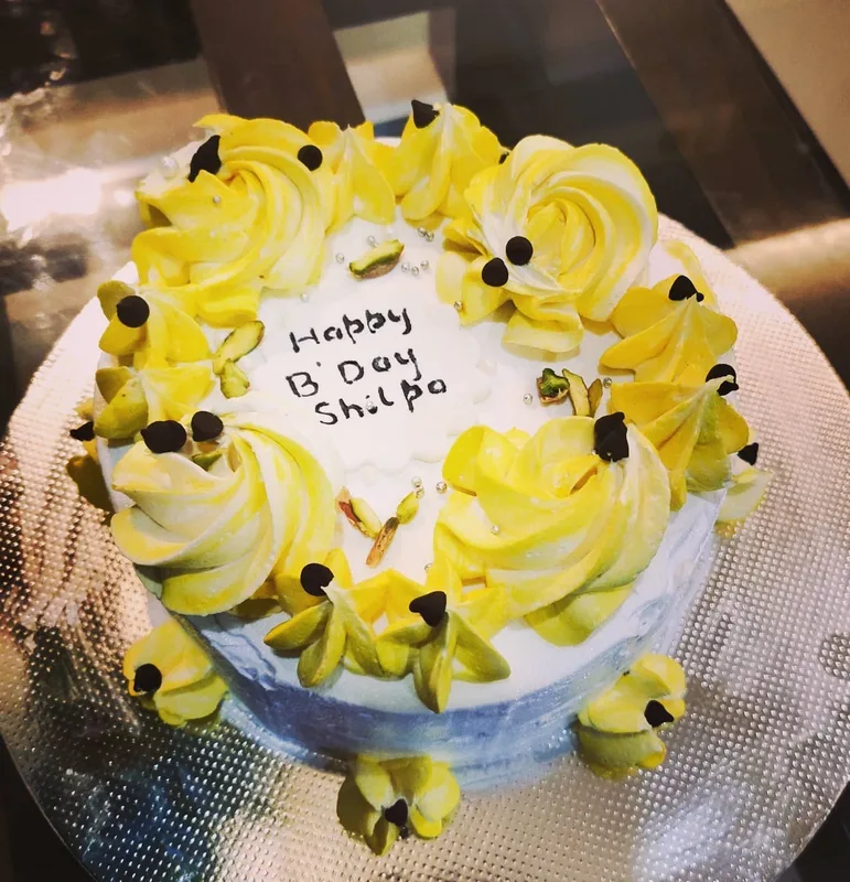 Yellow Rosette Chocolate Birthday Cake