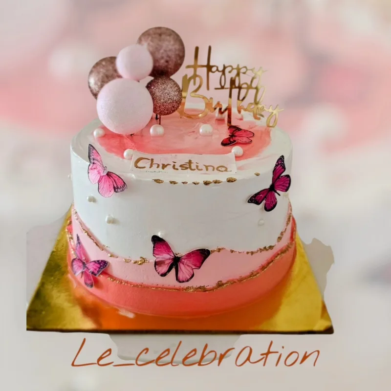 Pink Butterfly Birthday Cake