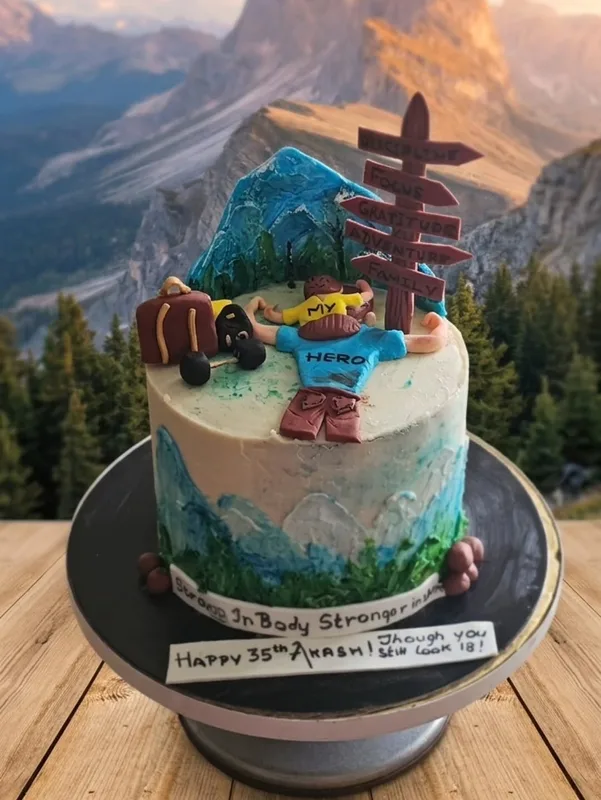 Mountain Adventure Hero Theme Cake