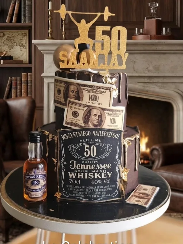 Luxury Whiskey 50th Birthday Cake
