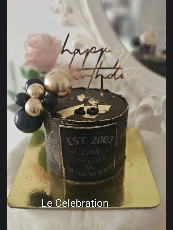 Vintage Black and Gold Milestone Cake